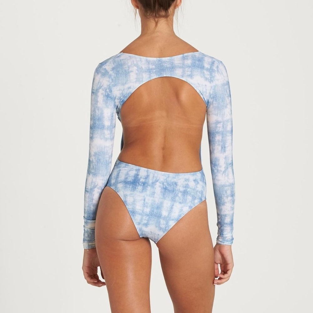 Billabong Mas Olas Blue tye dye bodysuit rashguard - Picture 2 of 6